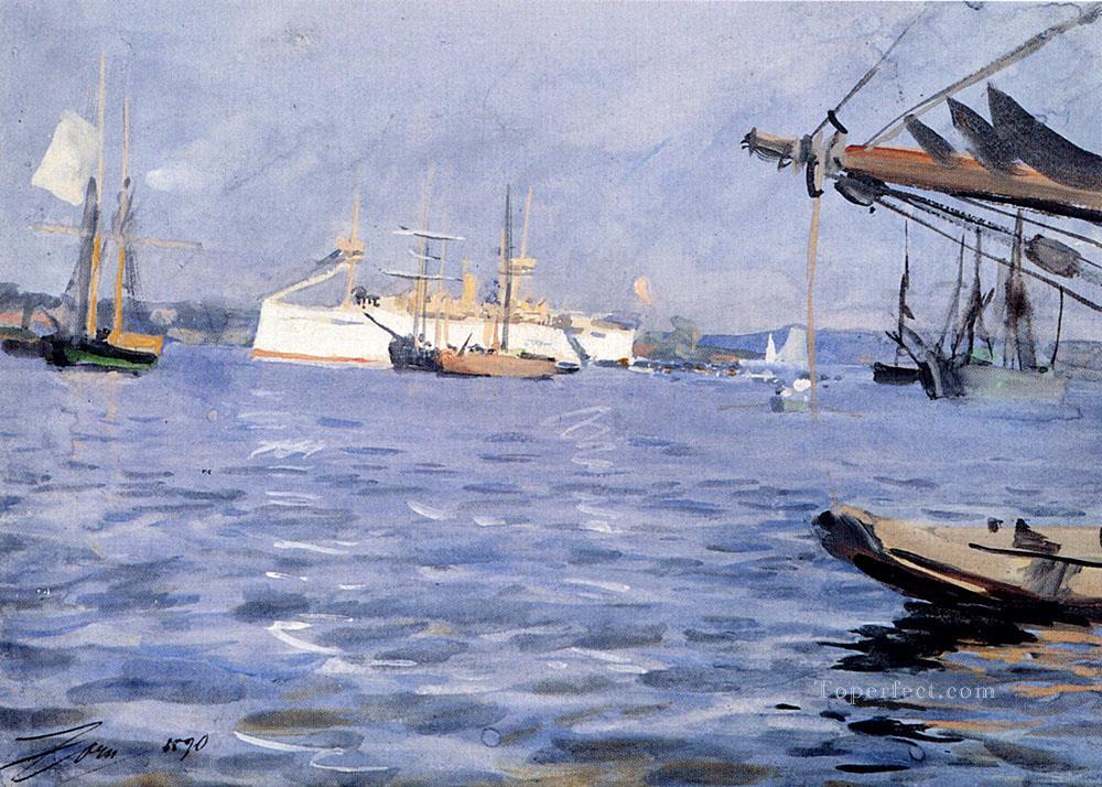 The Battleship baltimore In Stockholm Harbor Anders Zorn Oil Paintings